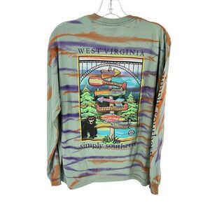 Simply Southern upcycled West Virginia Medium tie dye NEW NWT purple orange stri